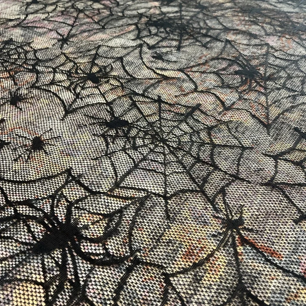 Halloween Black Lace Web Spiders Gothic Tablecloth 60